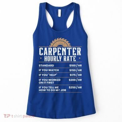 Carpenter Hourly Rate Woodworking Wookdworker Carpentry Gift Women's Tank Top