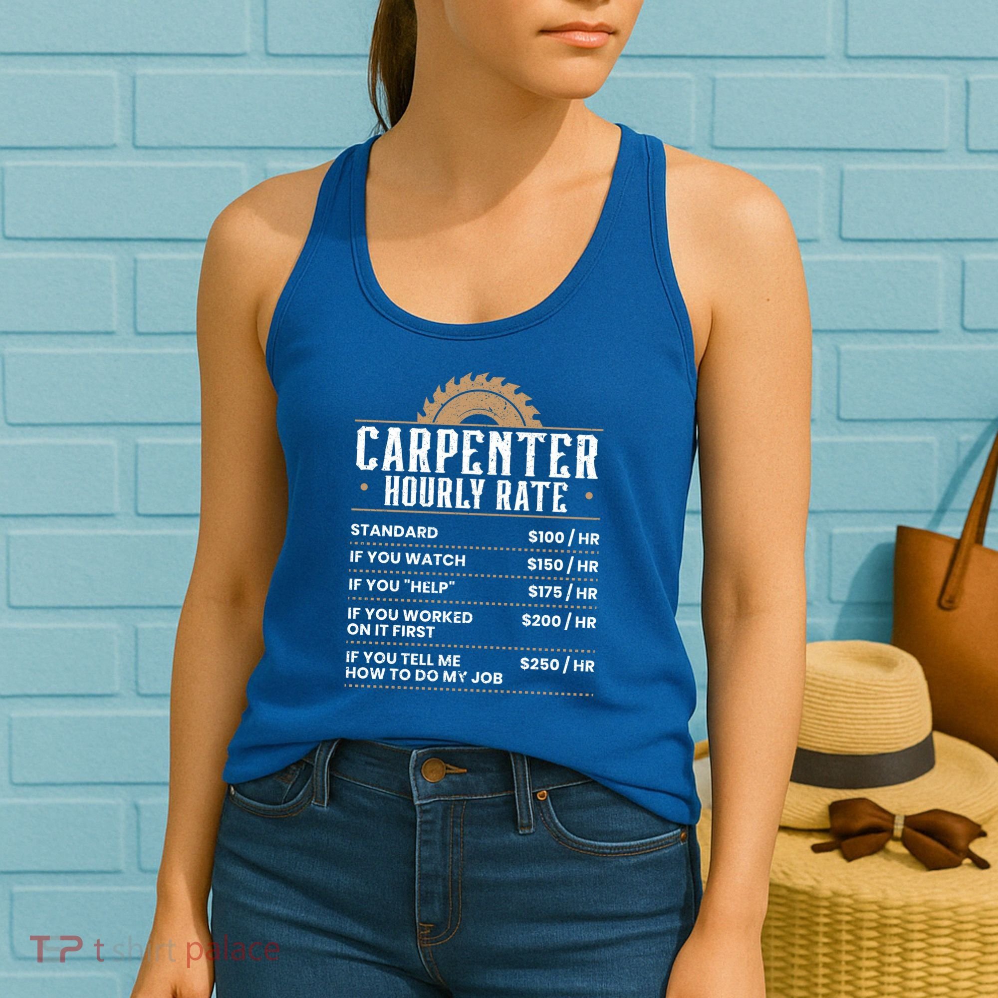 Carpenter Hourly Rate Woodworking Wookdworker Carpentry Gift Women's Tank Top