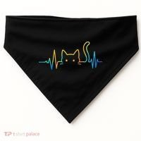 Cat Heartbeat Rainbow Cat Mom Dad Feline Lover USA-Made Doggie Bandana thumb 0