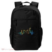 Cat Heartbeat Rainbow Cat Mom Dad Feline Lover Backpack thumb 0