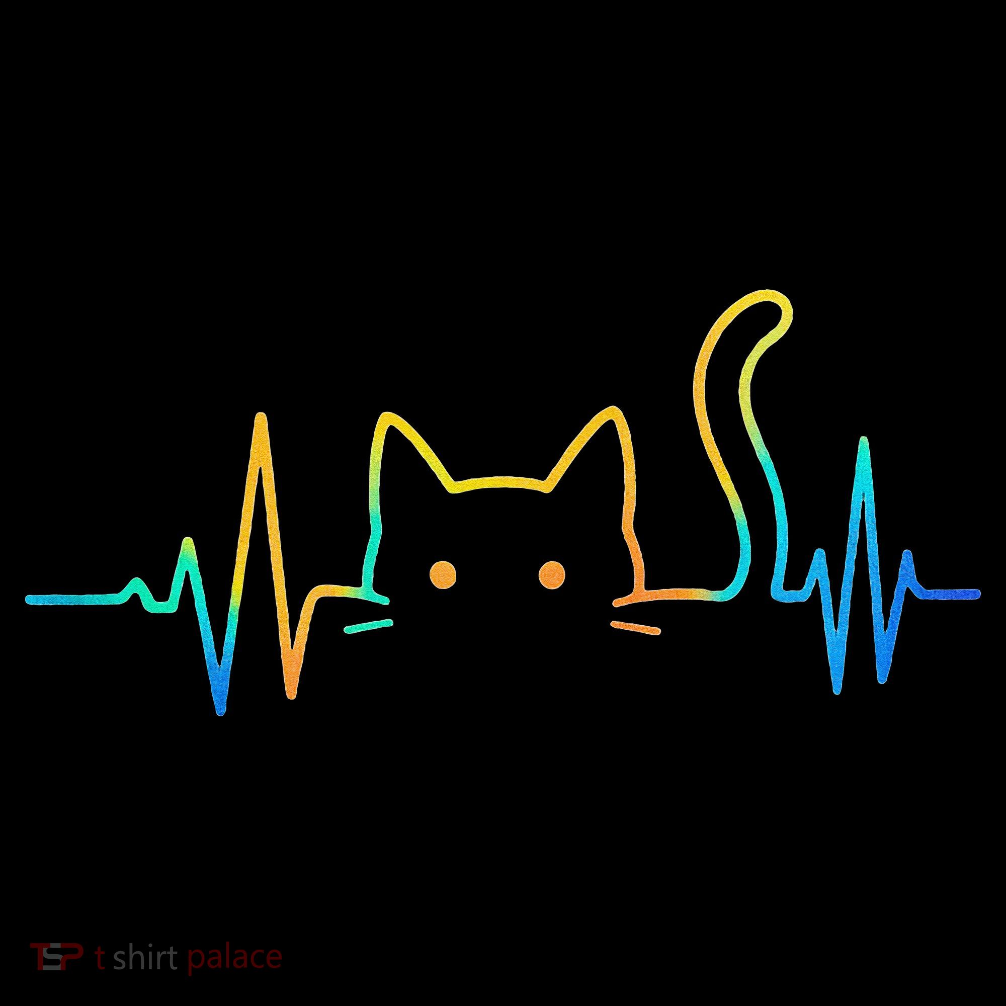 Cat Heartbeat Rainbow Cat Mom Dad Feline Lover Coffee Mug