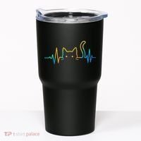 Cat Heartbeat Rainbow Cat Mom Dad Feline Lover Tumbler thumb 0