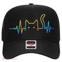 Cat Heartbeat Rainbow Cat Mom Dad Feline Lover Hat thumb 0