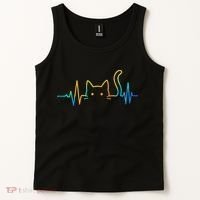 Cat Heartbeat Rainbow Cat Mom Dad Feline Lover Tank Top thumb 2