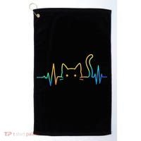 Cat Heartbeat Rainbow Cat Mom Dad Feline Lover Golf Towel thumb 0