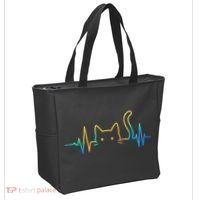 Cat Heartbeat Rainbow Cat Mom Dad Feline Lover Tote Bag thumb 2