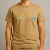 Cat Heartbeat Rainbow Cat Mom Dad Feline Lover T-Shirt thumb 3