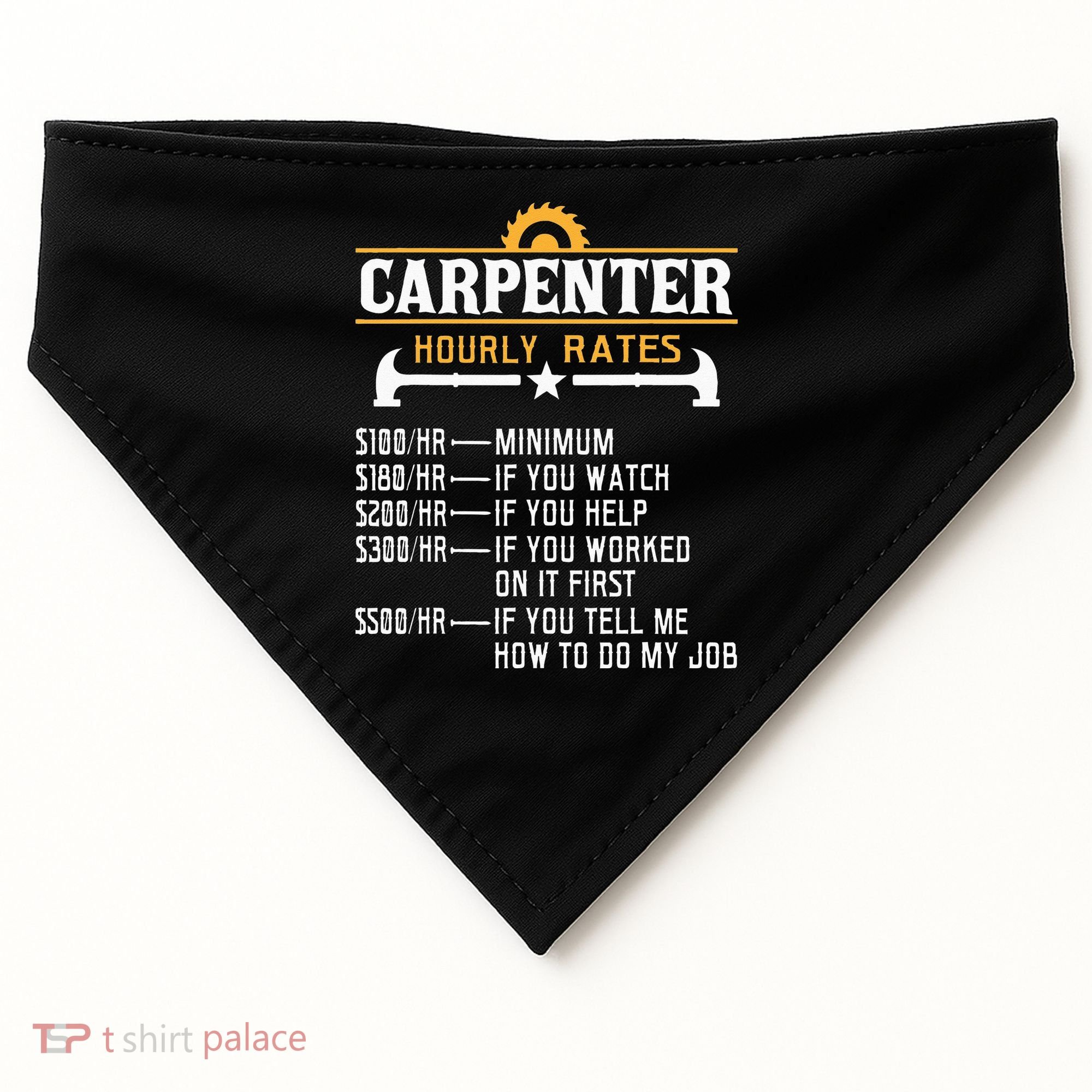 Carpenter Hourly Rate Funny Carpentry Woodworking USA-Made Doggie Bandana
