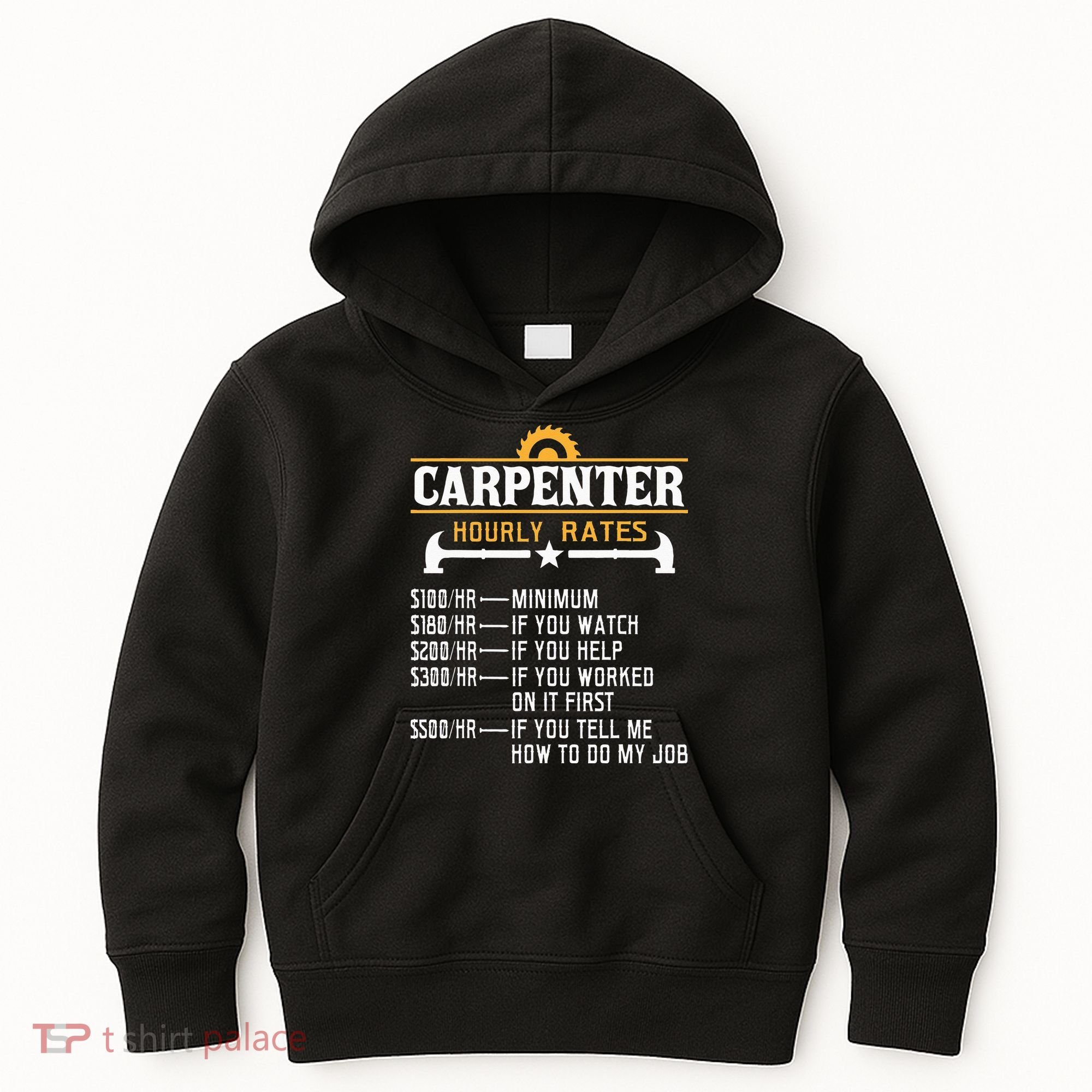 Carpenter Hourly Rate Funny Carpentry Woodworking Kids Hoodie