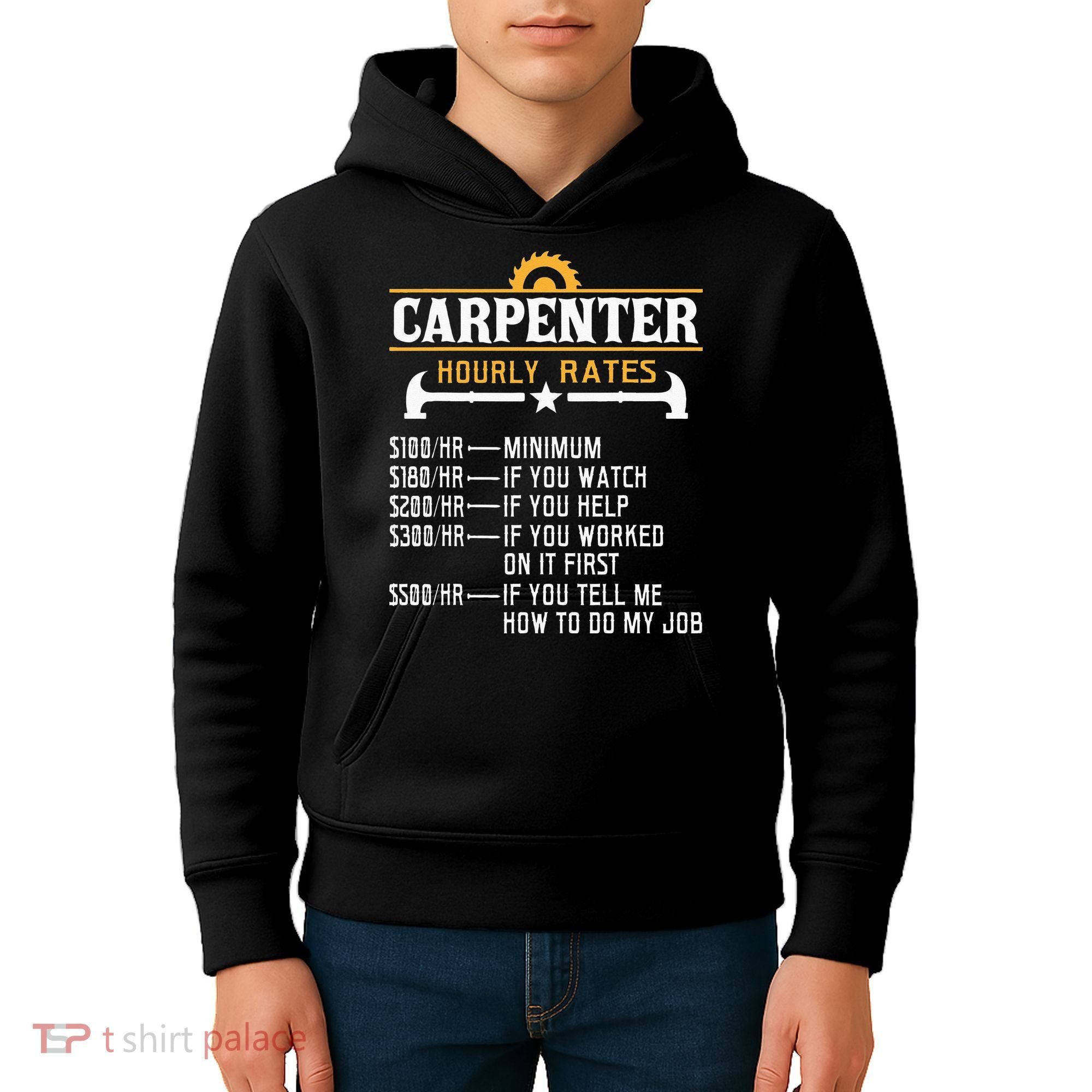 Carpenter Hourly Rate Funny Carpentry Woodworking Kids Hoodie