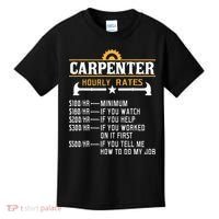 Carpenter Hourly Rate Funny Carpentry Woodworking Kids T-Shirt thumb 0