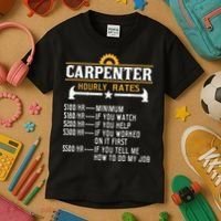 Carpenter Hourly Rate Funny Carpentry Woodworking Kids T-Shirt thumb 3