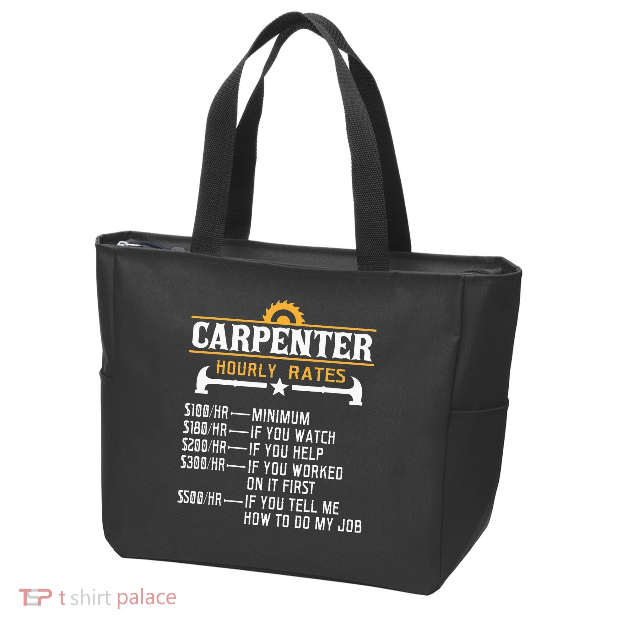 Carpenter Hourly Rate Funny Carpentry Woodworking Tote Bag