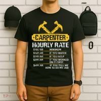 Carpenter Hourly Rate Funny Worker Woodworking Carpenter T-Shirt thumb 6