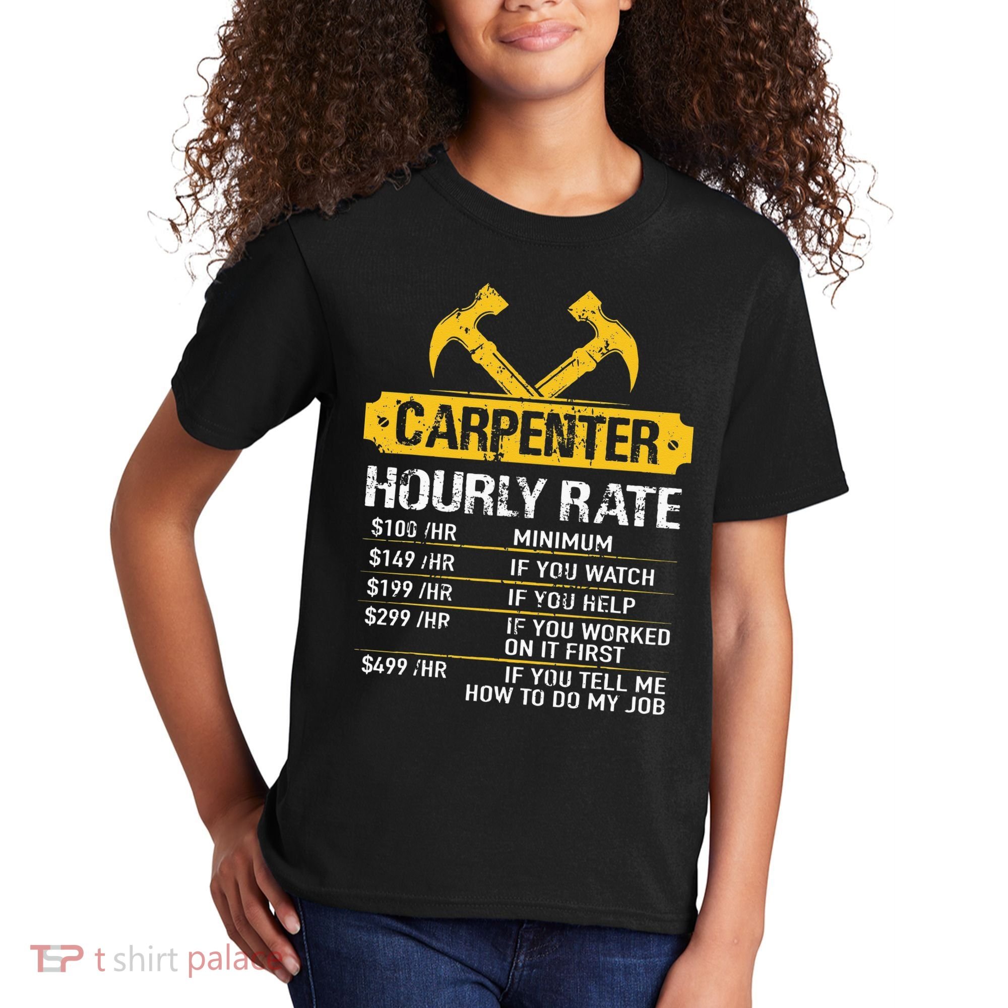 Carpenter Hourly Rate Funny Worker Woodworking Carpenter Kids T-Shirt