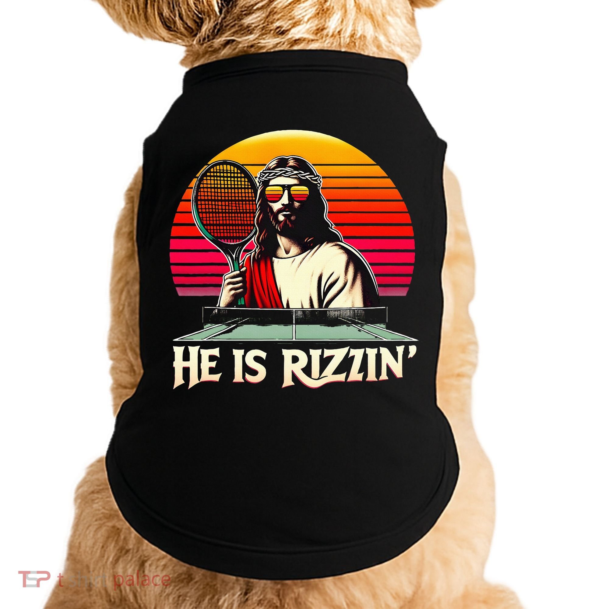 Christian Has Rizzin Easter Table Tennis Doggie Tank