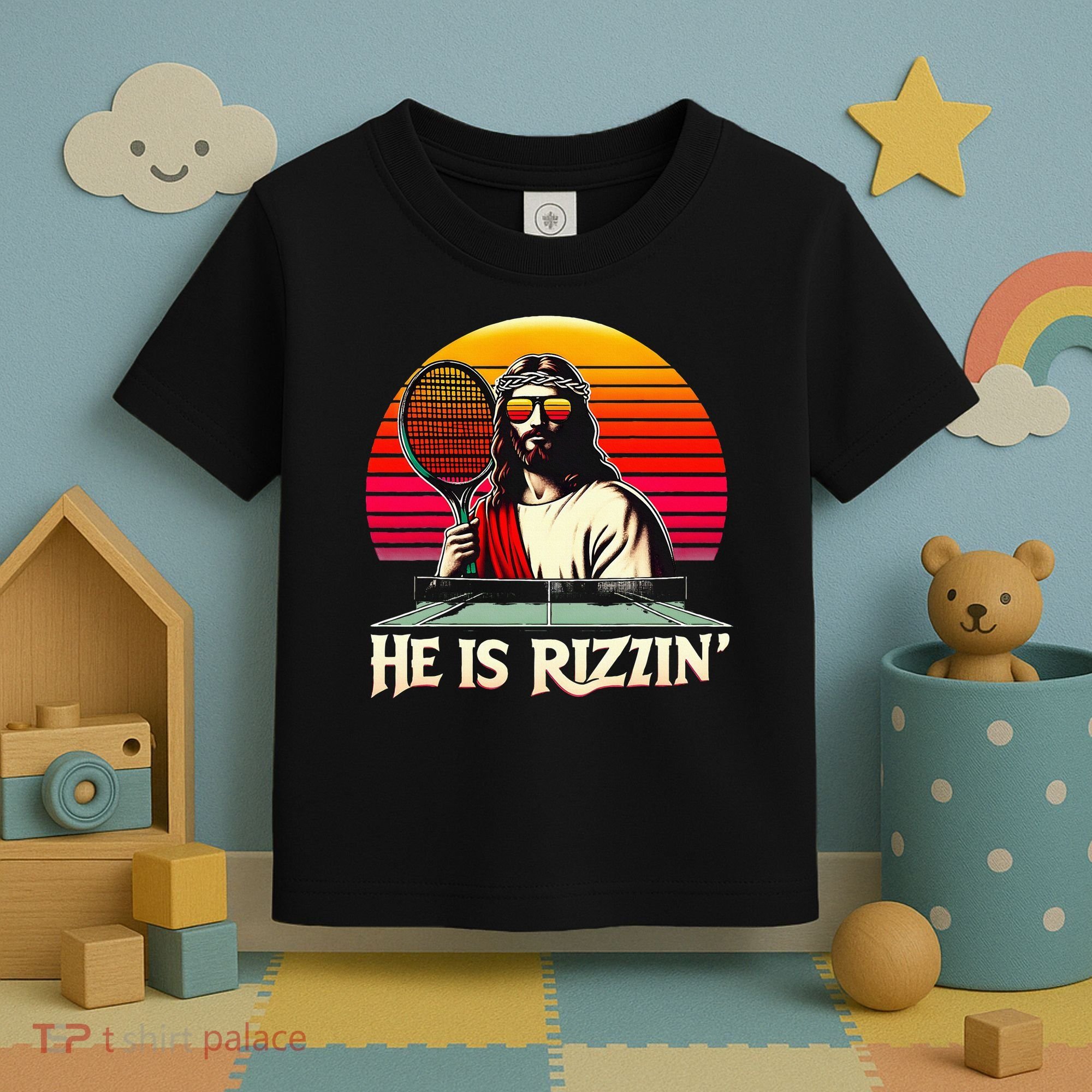 Christian Has Rizzin Easter Table Tennis Toddler T-Shirt