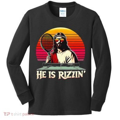 Christian Has Rizzin Easter Table Tennis Kids Long Sleeve Shirt