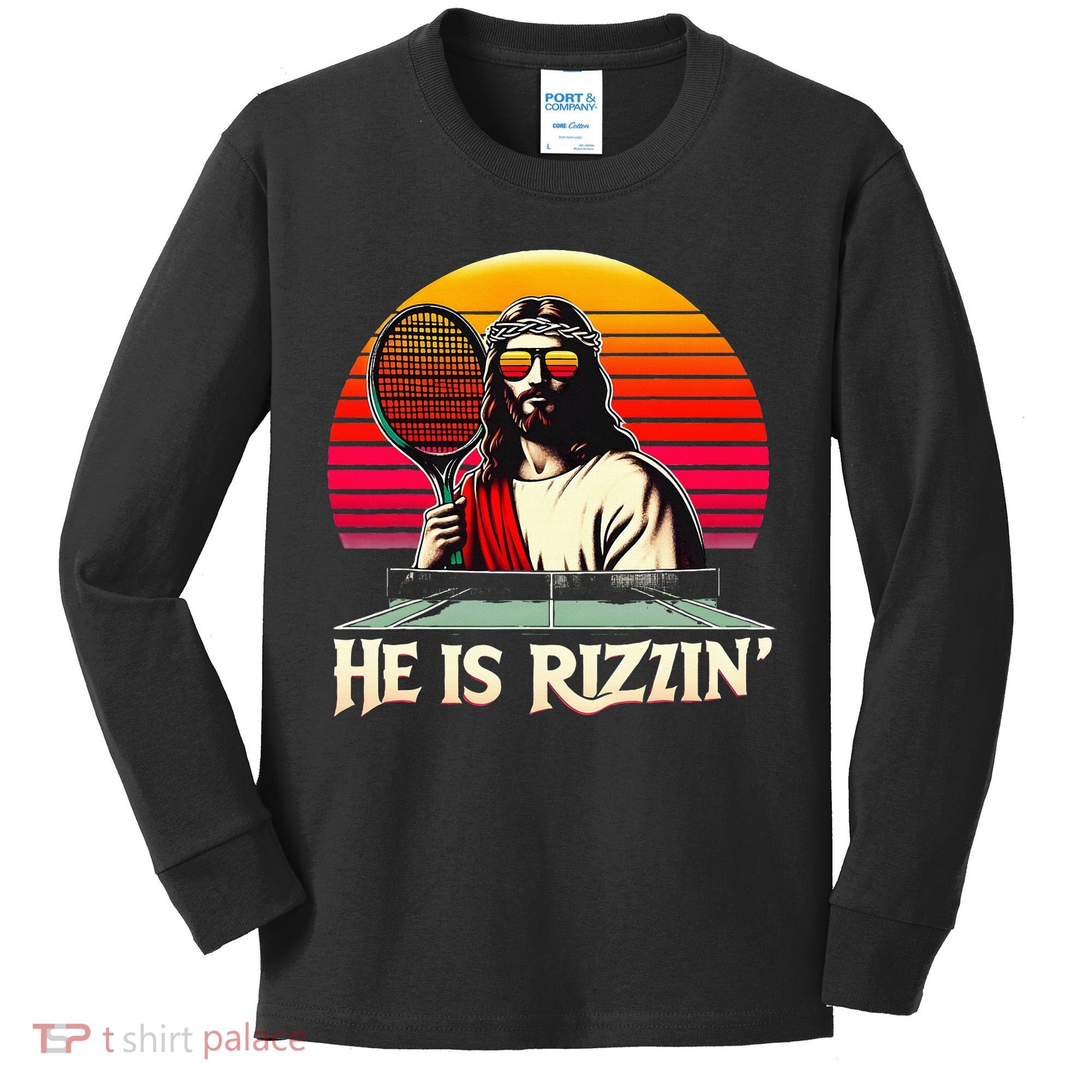 Christian Has Rizzin Easter Table Tennis Kids Long Sleeve Shirt