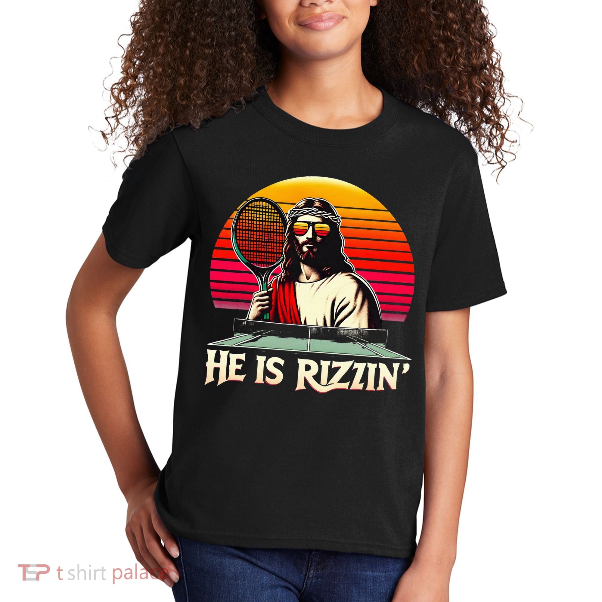 Christian Has Rizzin Easter Table Tennis Kids T-Shirt
