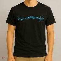 C8 Heartbeat Rapid Blue Supercar Sports Car Heartbeat Line T-Shirt thumb 3