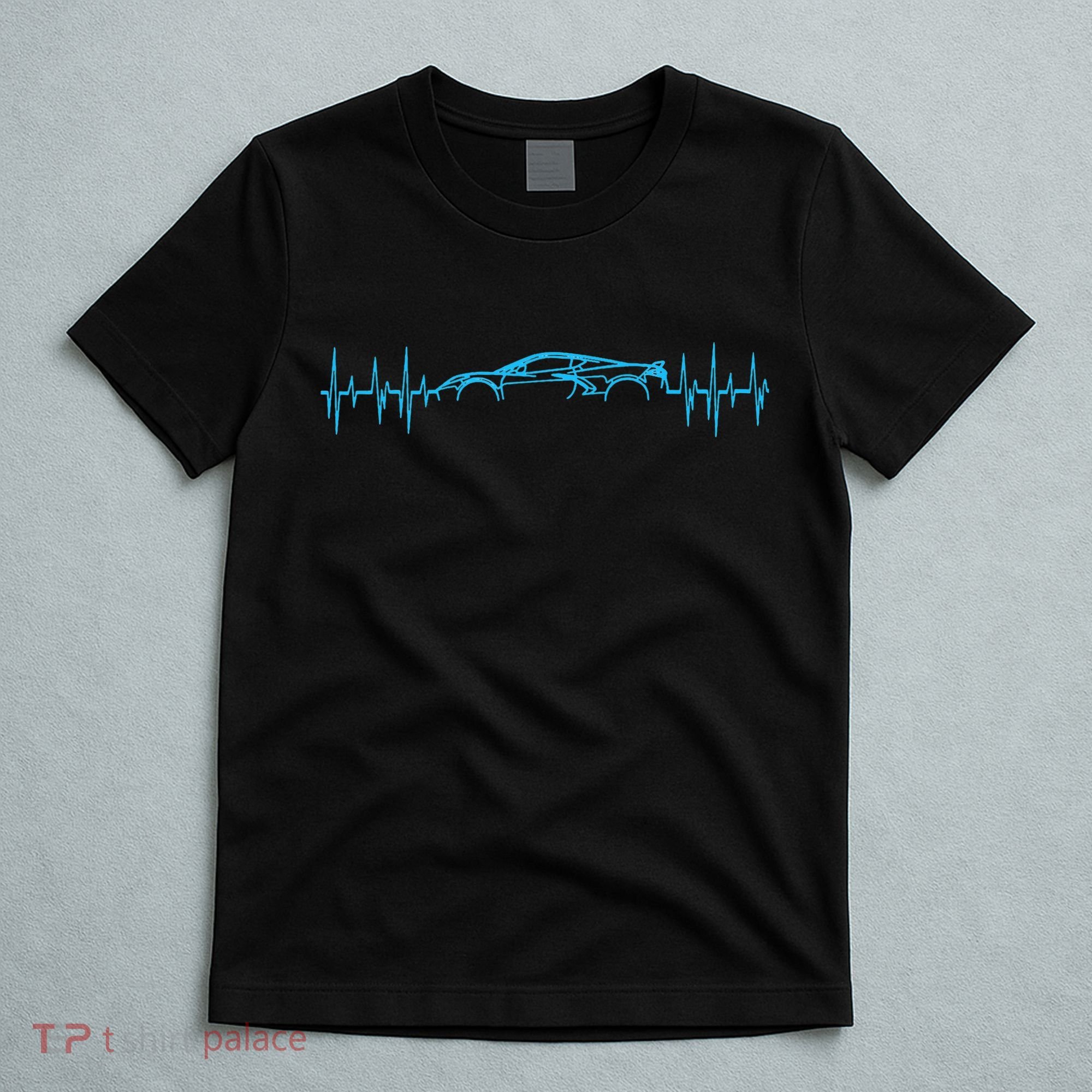 C8 Heartbeat Rapid Blue Supercar Sports Car Heartbeat Line T-Shirt