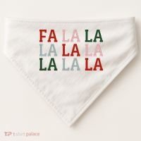 Christmas Holiday Red & Green Fa La La La La USA-Made Doggie Bandana thumb 0