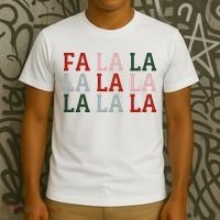 Christmas Holiday Red & Green Fa La La La La T-Shirt thumb 3
