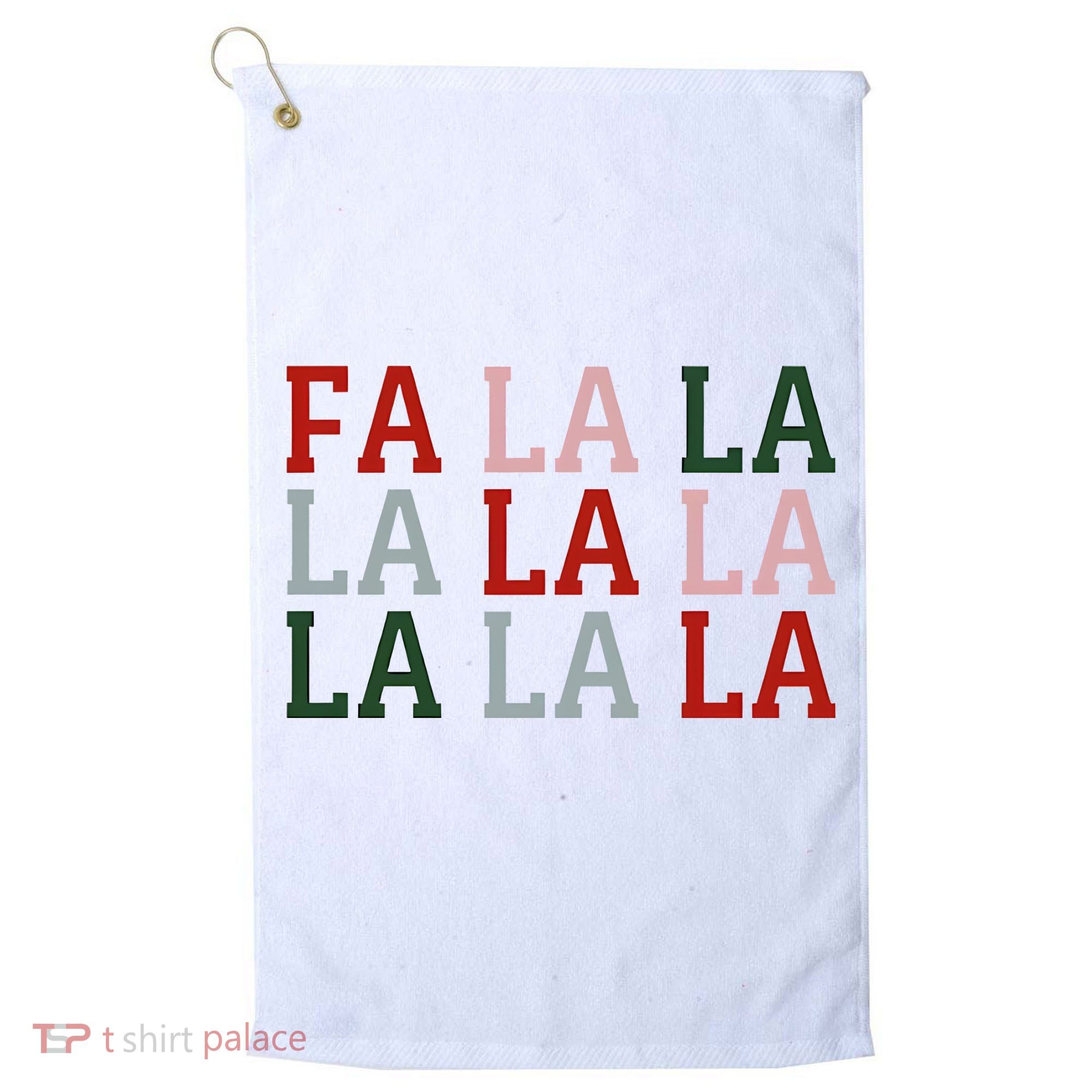 Christmas Holiday Red & Green Fa La La La La Golf Towel