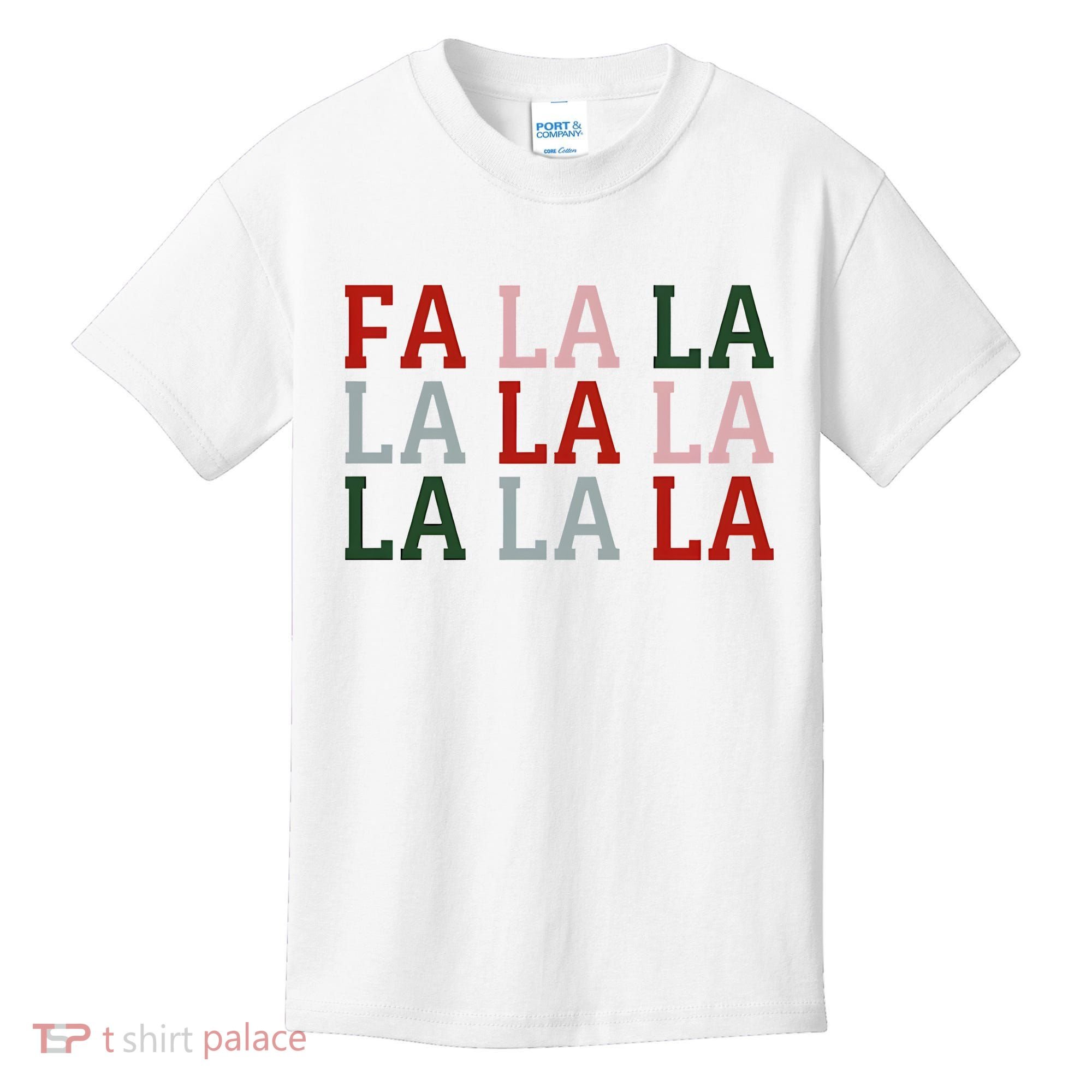 Christmas Holiday Red & Green Fa La La La La Kids T-Shirt