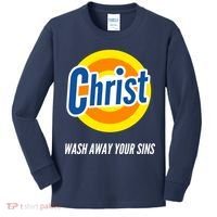 Christ Stain Remover Wash Away Your Sins Kids Long Sleeve Shirt thumb 0