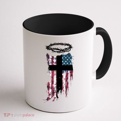 Christian Patriotic USA Flag Coffee Mug back