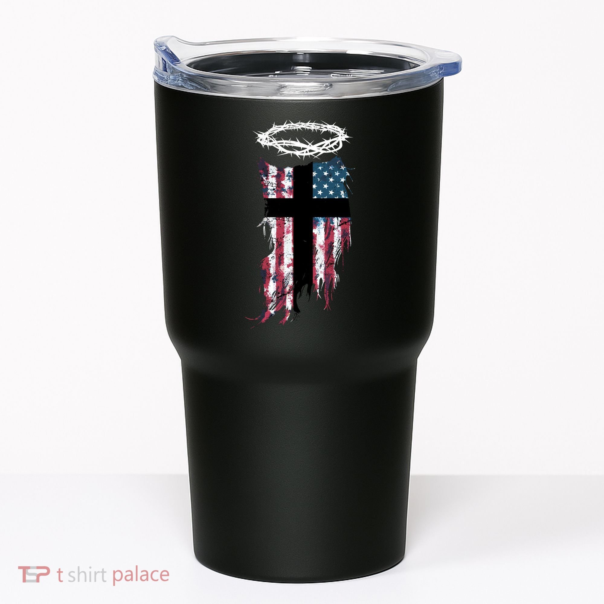 Christian Patriotic USA Flag Tumbler