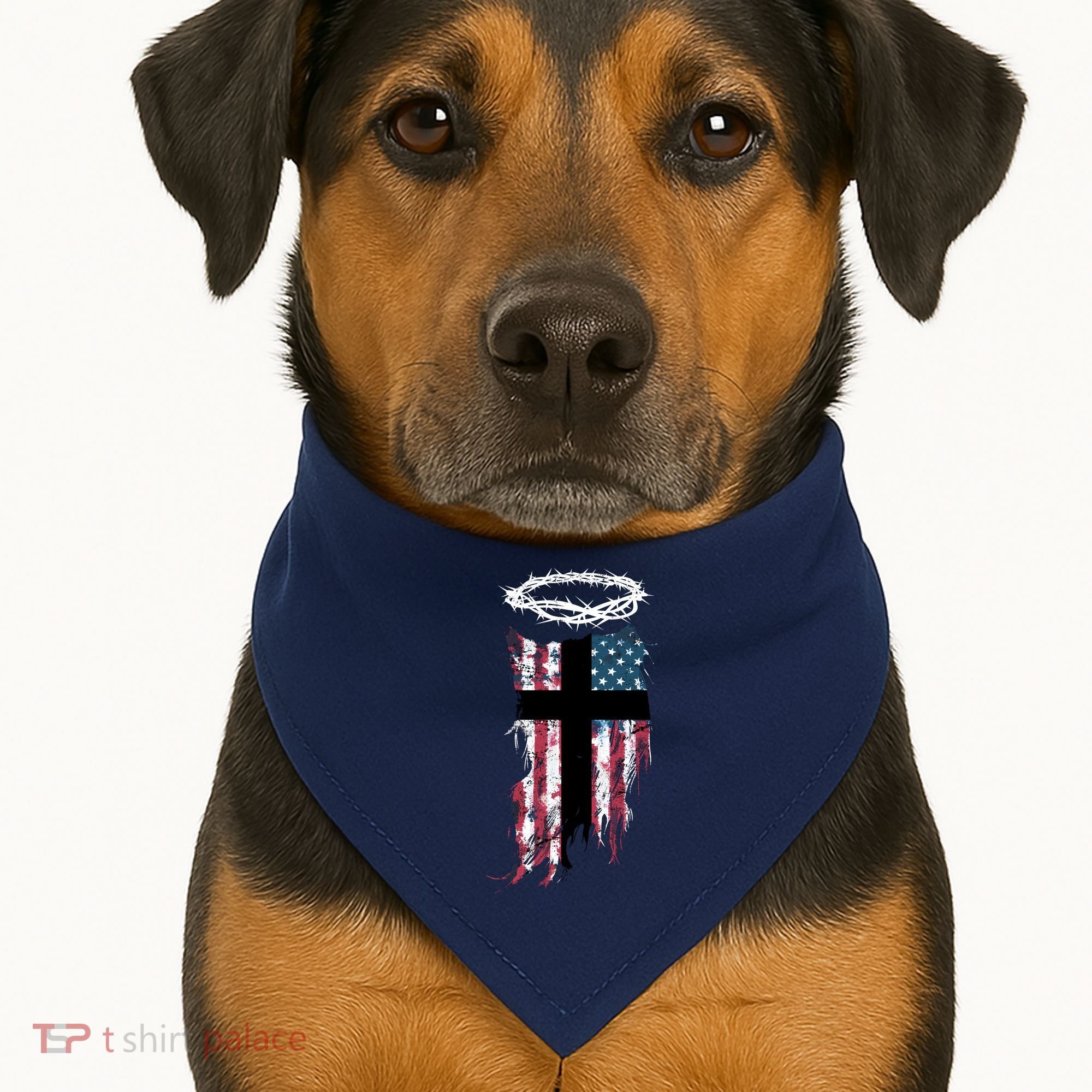 Christian Patriotic USA Flag USA-Made Doggie Bandana
