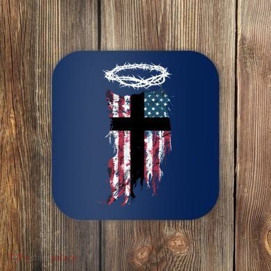 Christian Patriotic USA Flag Coaster