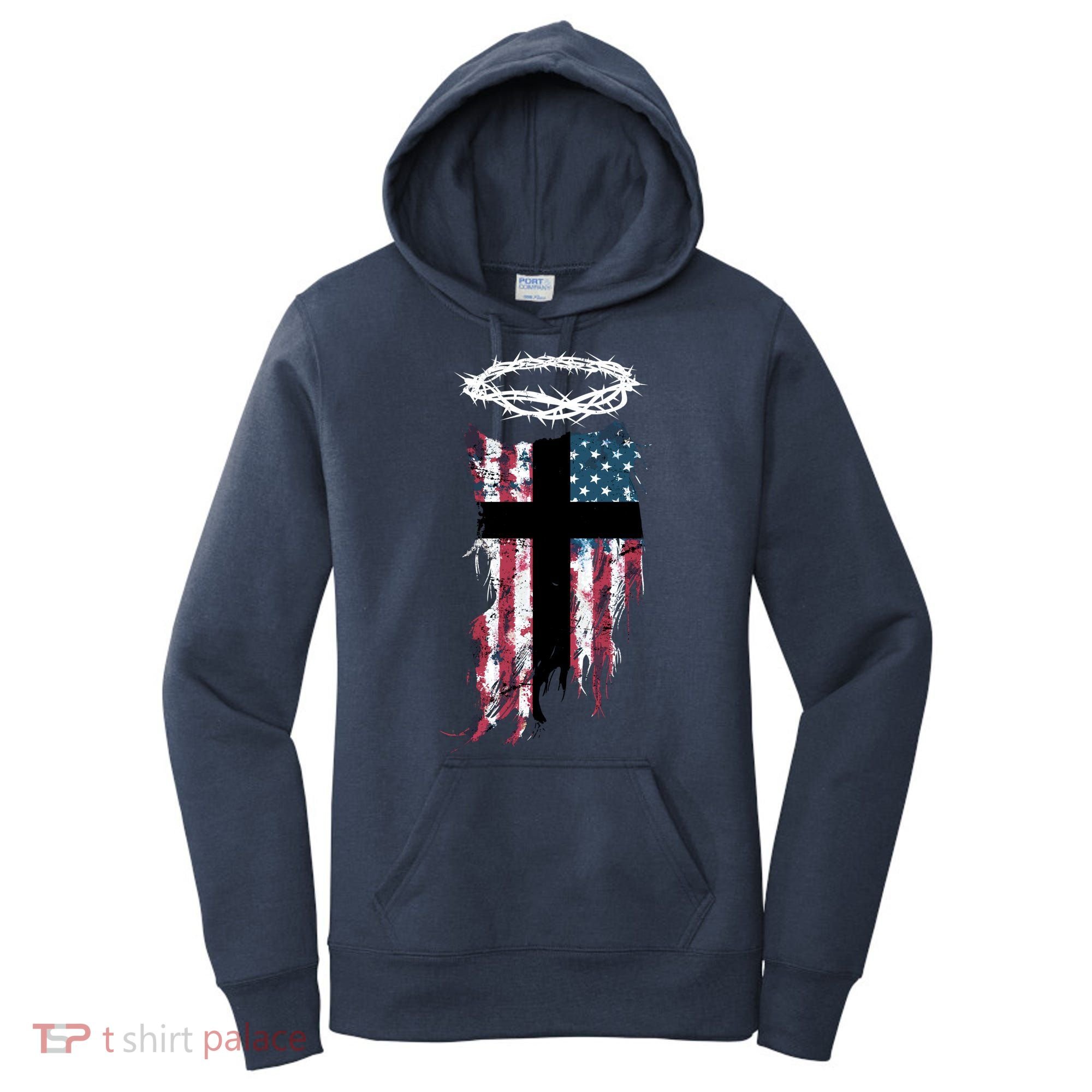 Christian Patriotic USA Flag Women's Hoodie