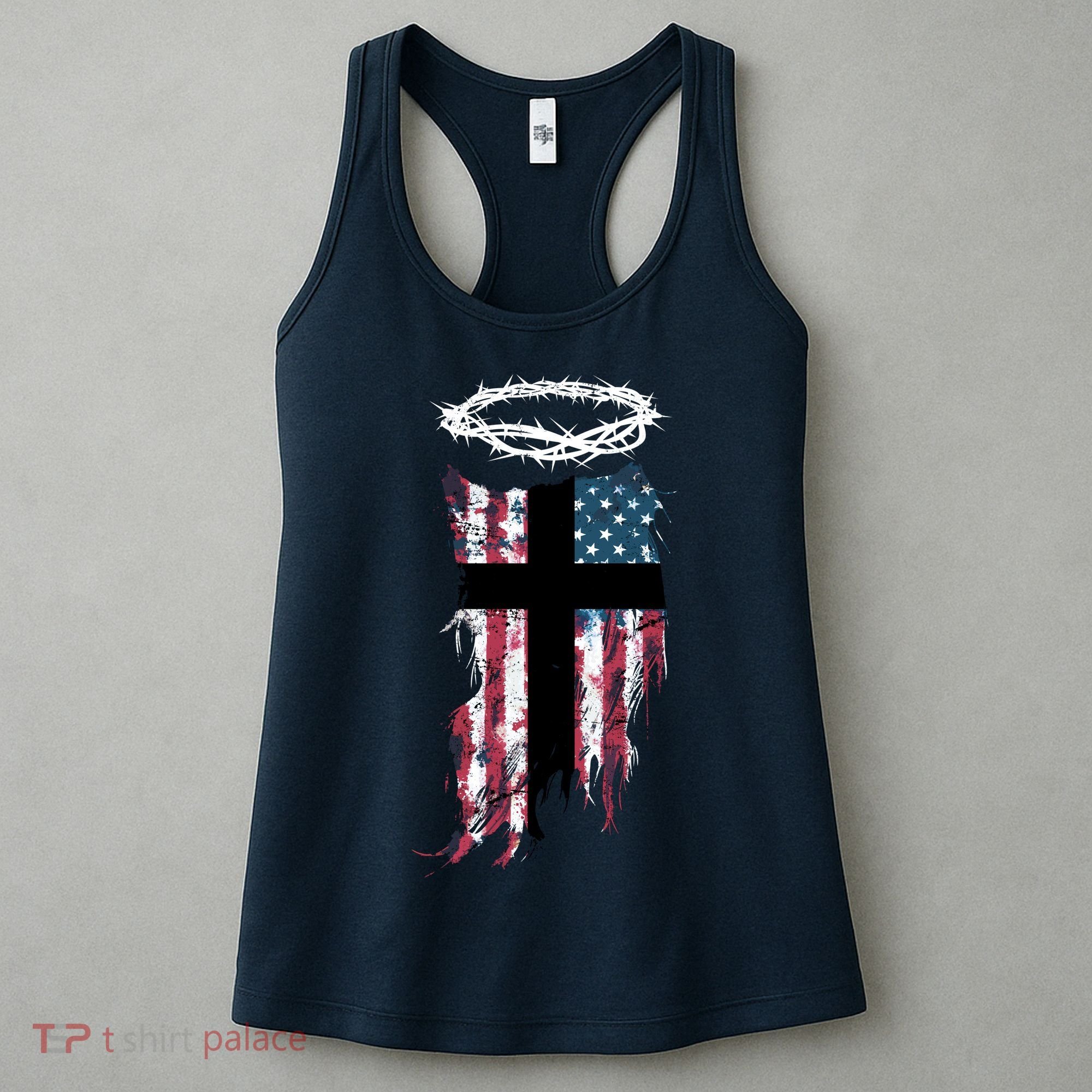 Christian Patriotic USA Flag Women's Tank Top