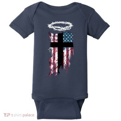Christian Patriotic USA Flag Baby Bodysuit