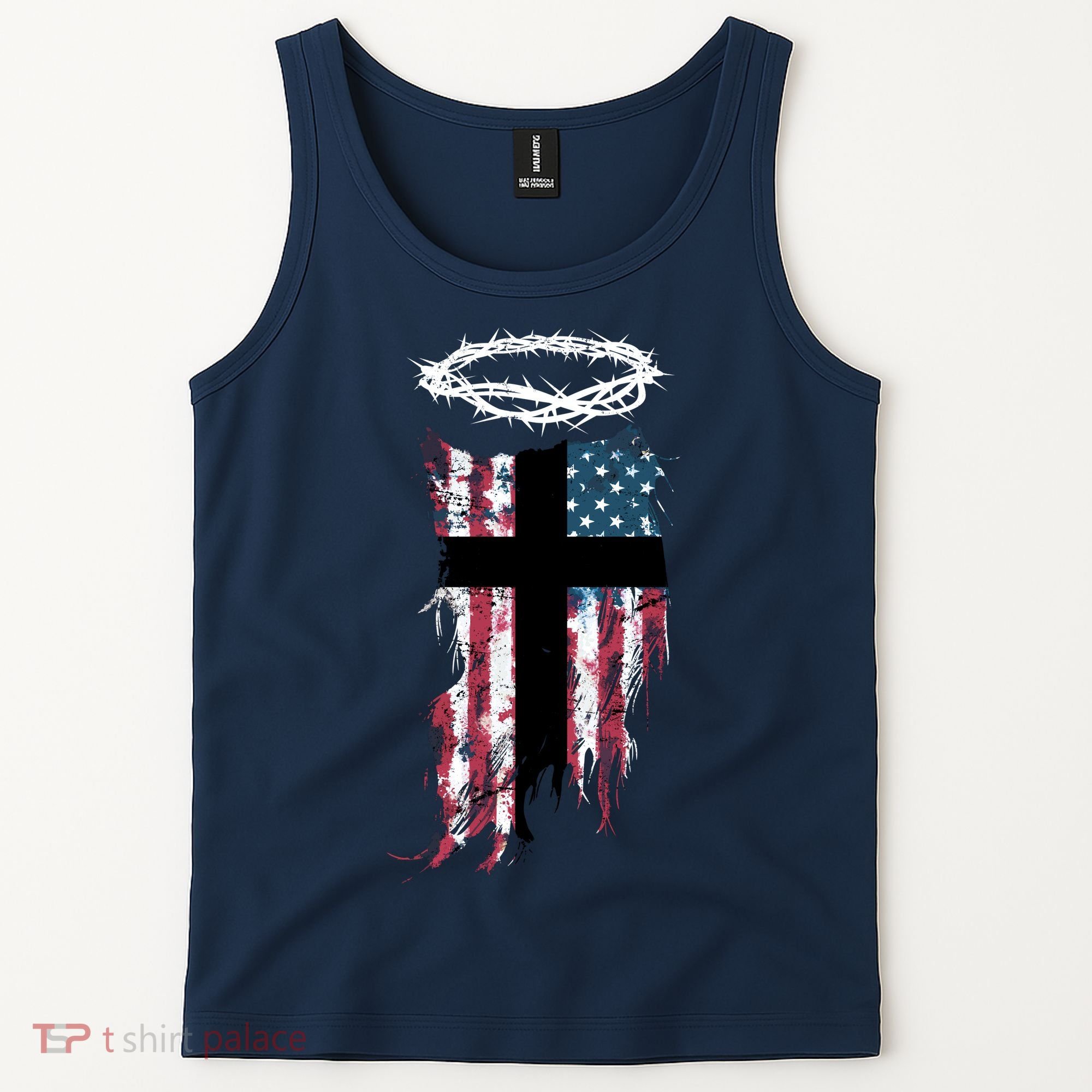 Christian Patriotic USA Flag Tank Top