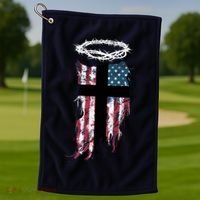 Christian Patriotic USA Flag Golf Towel thumb 1