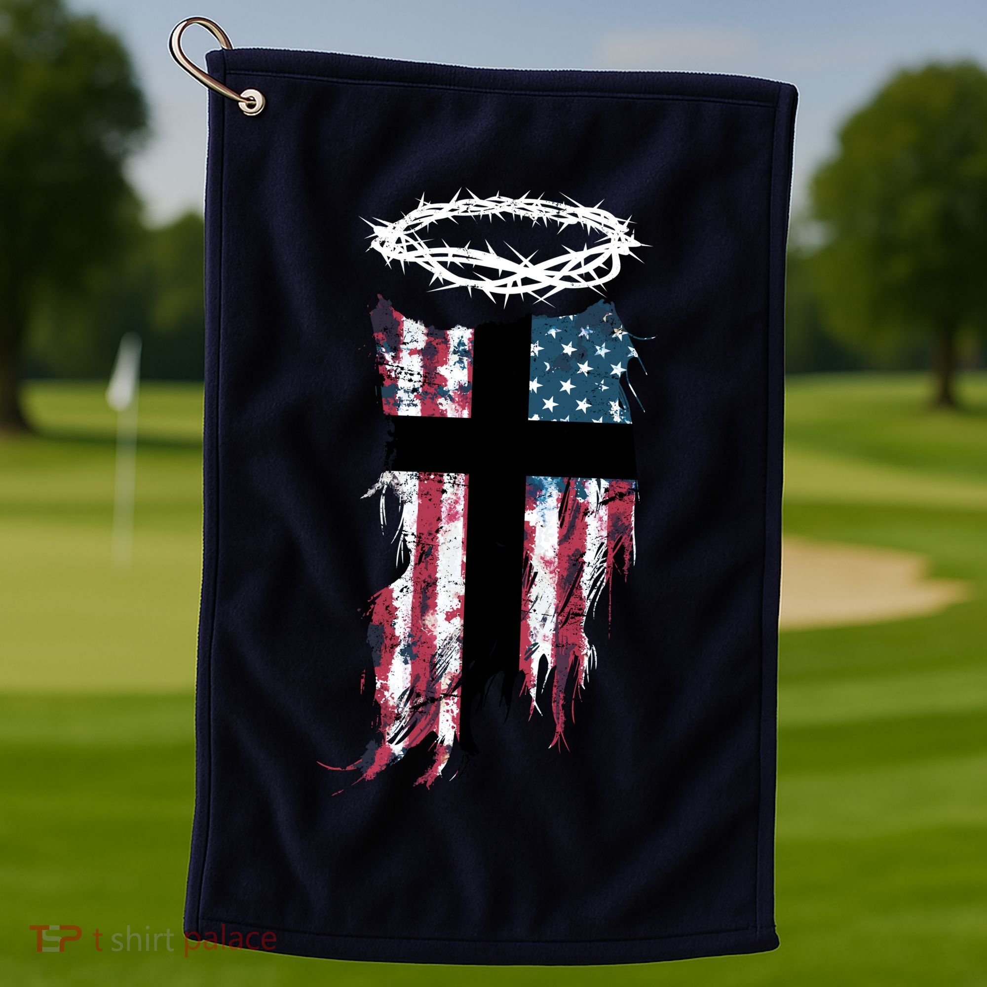 Christian Patriotic USA Flag Golf Towel