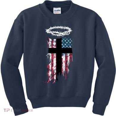 Christian Patriotic USA Flag Kids Sweatshirt