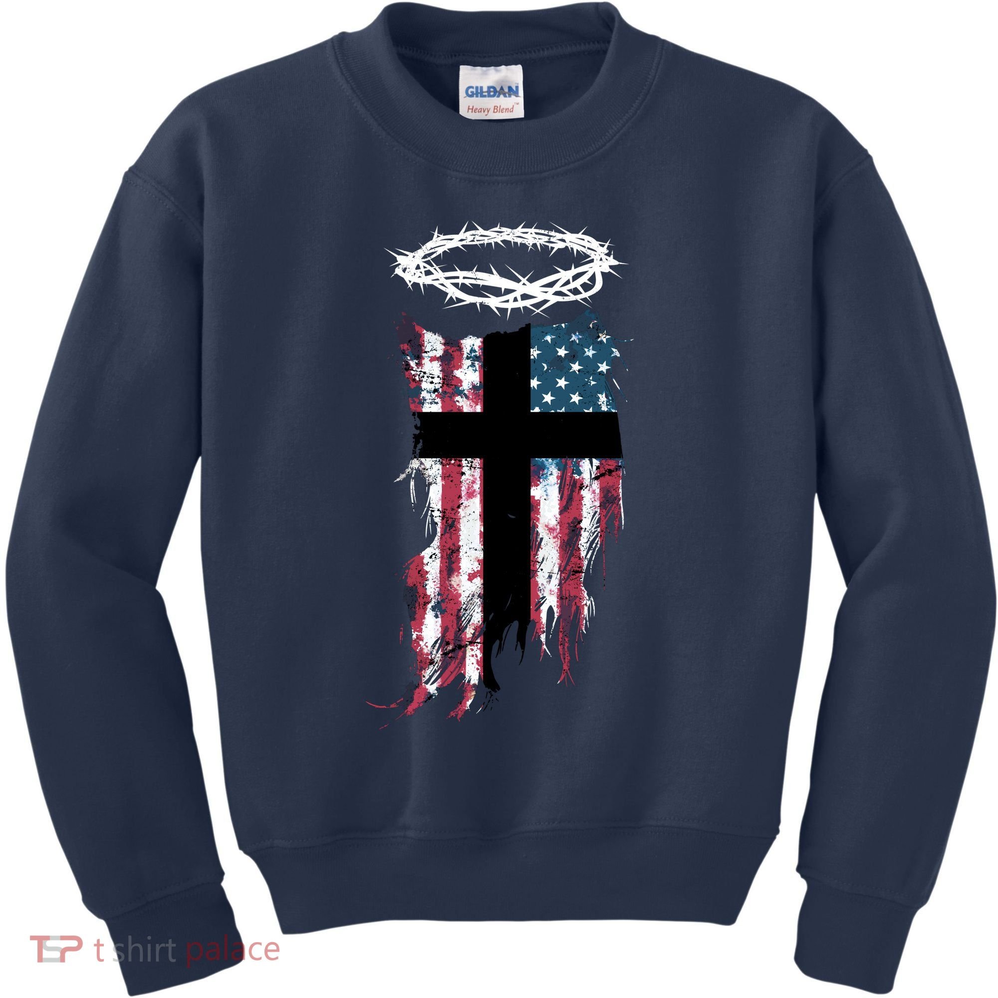 Christian Patriotic USA Flag Kids Sweatshirt