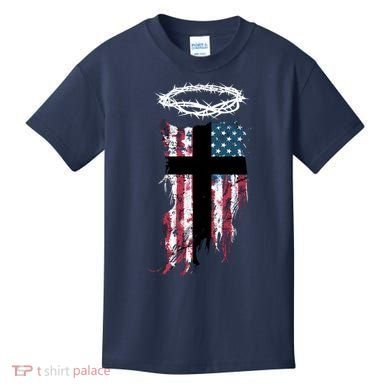 Christian Patriotic USA Flag Kids T-Shirt