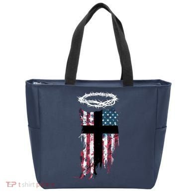 Christian Patriotic USA Flag Tote Bag