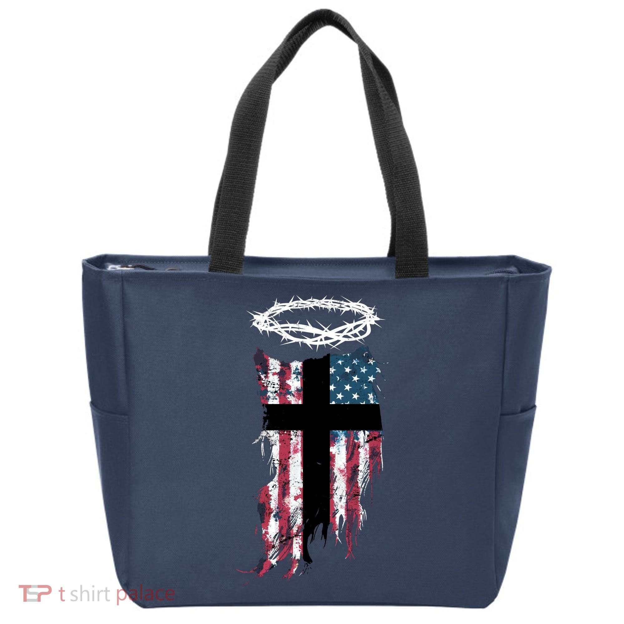Christian Patriotic USA Flag Tote Bag