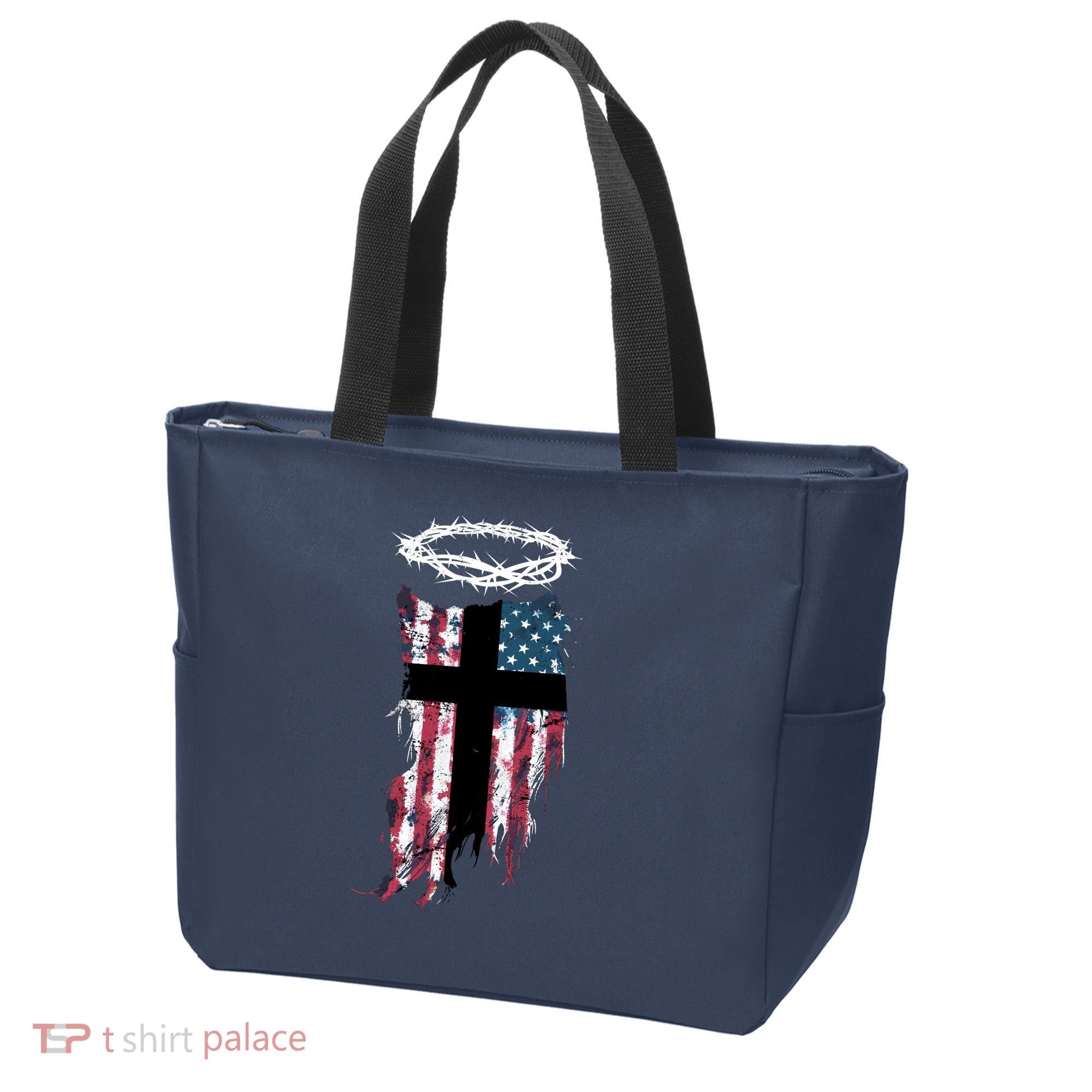 Christian Patriotic USA Flag Tote Bag