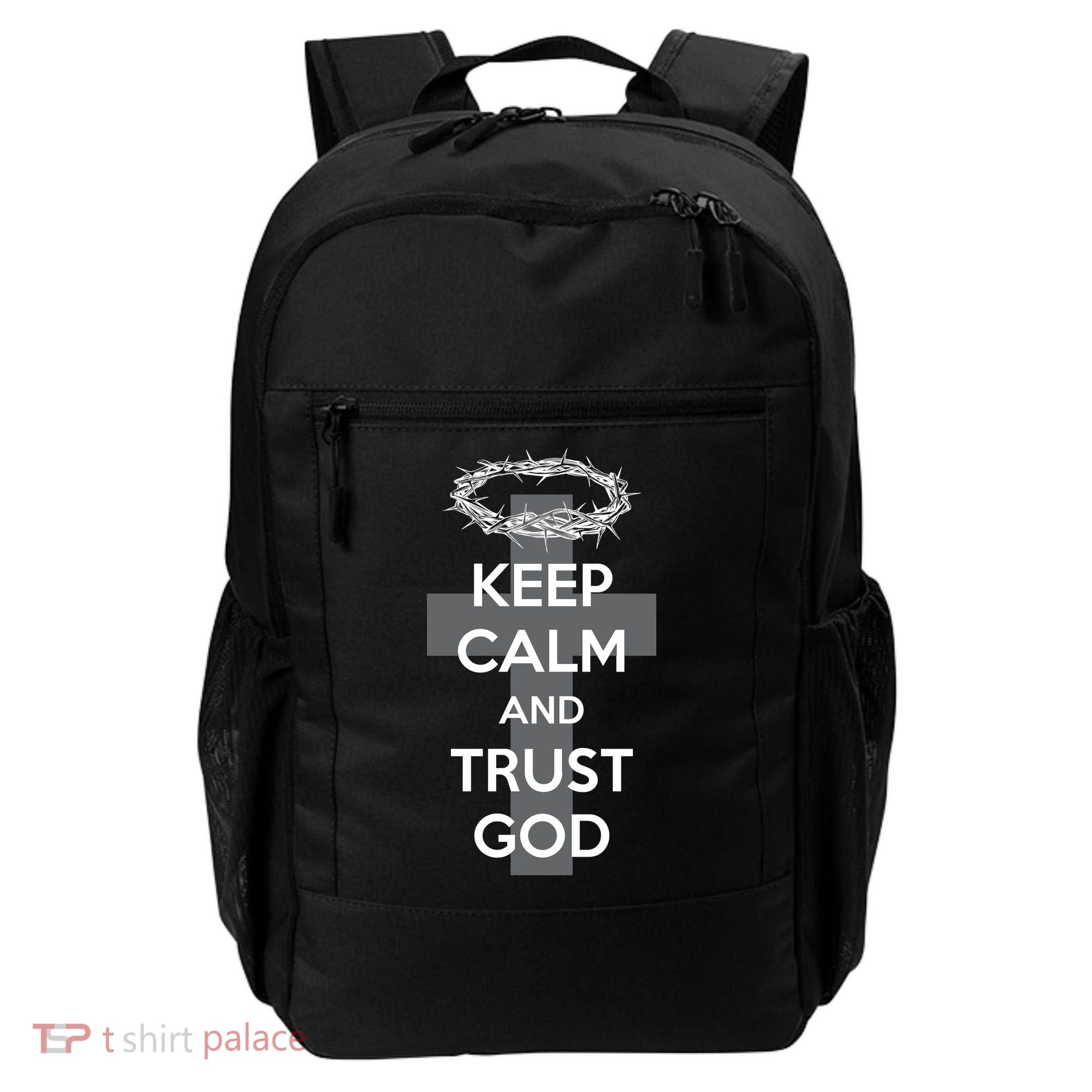 Christian Slogan: Keep Calm and Trust God  Backpack