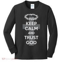 Christian Slogan: Keep Calm and Trust God  Kids Long Sleeve Shirt thumb 0