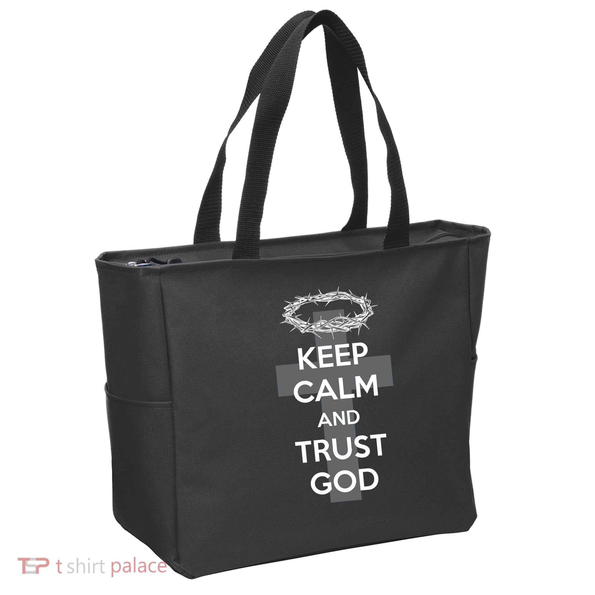 Christian Slogan: Keep Calm and Trust God  Tote Bag